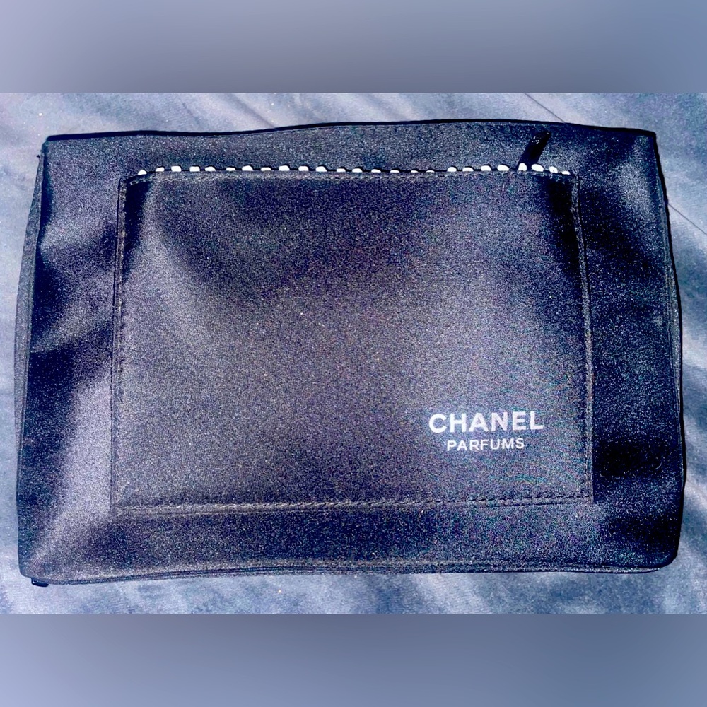 Authentic Chanel Parfums makeup bag black larger size
